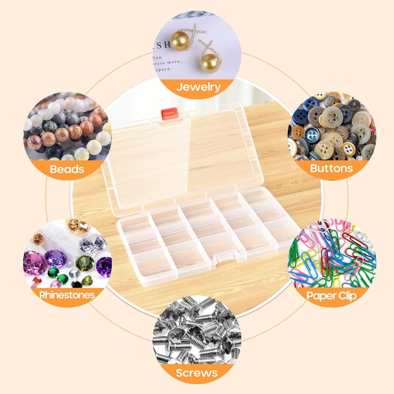 Moon Magpie 4PACK Extra Thick Bead Organizers and Storage Box, 15 Grid Mini Clear Jewelry Making Storage Solutions Plastic Organizer Case Craft Containers for Nail Rhinestones DIY Diamond Accessories - Image 5